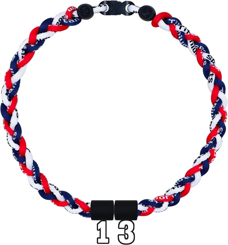 SUPBOMM Baseball Rope Necklaces, League Team Colors Braided Necklace with Number Pendant, Baseball Team Gifts - Image 1